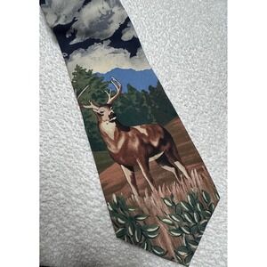 Vintage Field & Stream Tie Buck Deer Forest‎ Nature Scene
